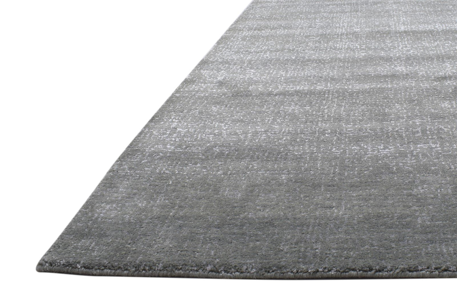 Wool Silk Dark Grey Rug 5X8 Modern Jacquard Loom Scandinavian Solid Room Size 