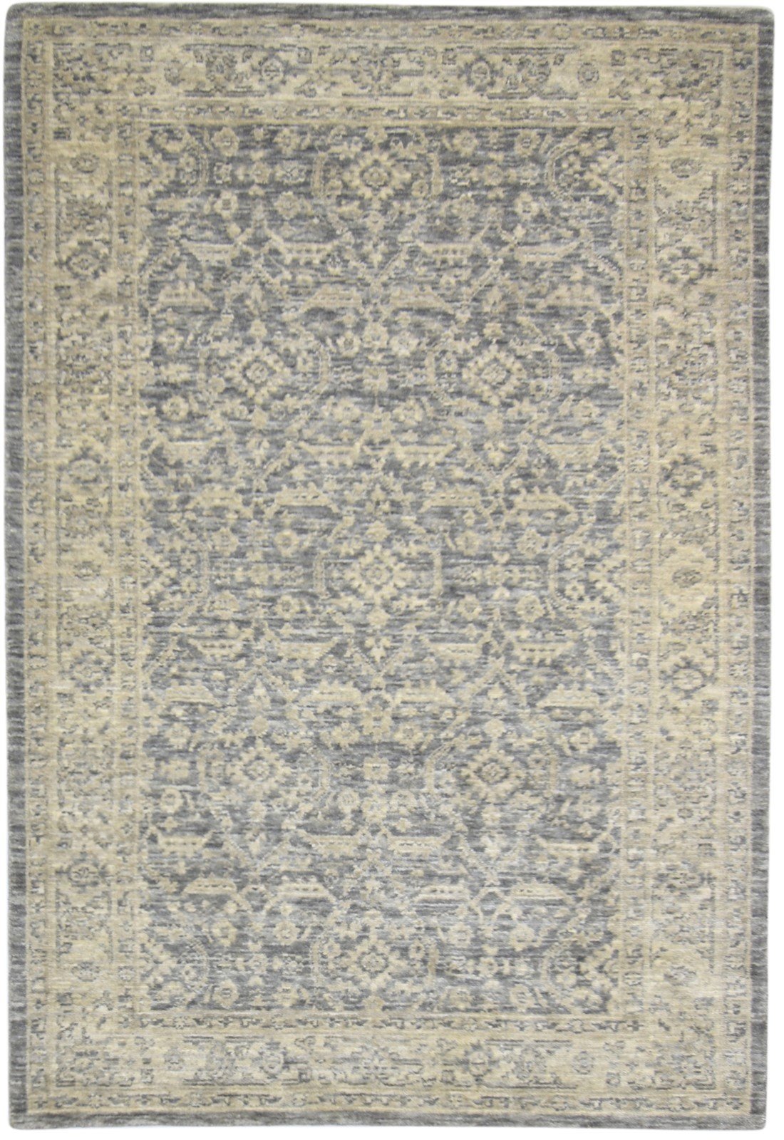 5X8 Rug Wool Silk Dark Grey Modern Jacquard Loom Oushak Oriental Room Size 