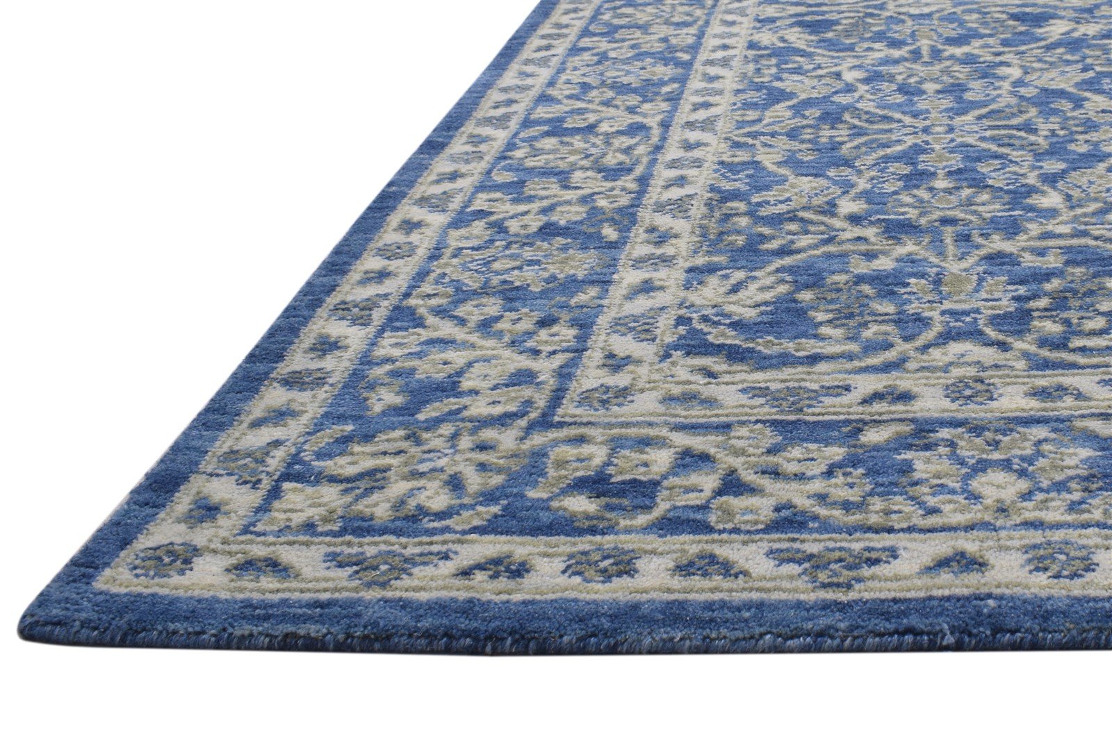 Wool Silk Blue Rug 5X8 Modern Jacquard Loom Oushak Oriental Room Size Carpet 