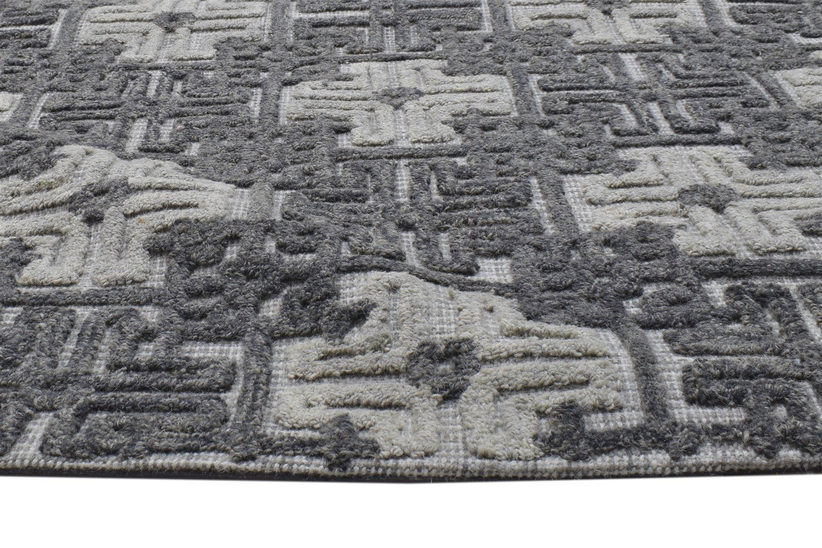 Charcoal Wool Rug 4' X 6' Modern Hand Tufted Moroccan Trellis Room Size Carpet 