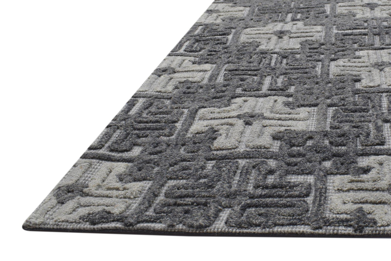 Charcoal Wool Rug 4' X 6' Modern Hand Tufted Moroccan Trellis Room Size Carpet 