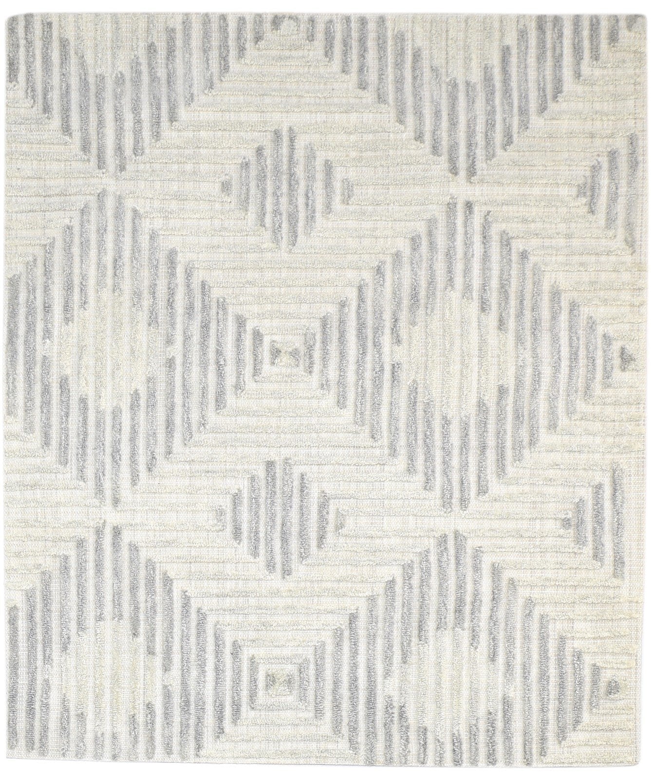 Hand Tufted Grey Wool Rug 4' X 5' Modern Scandinavian Trellis Room Size Carpet 