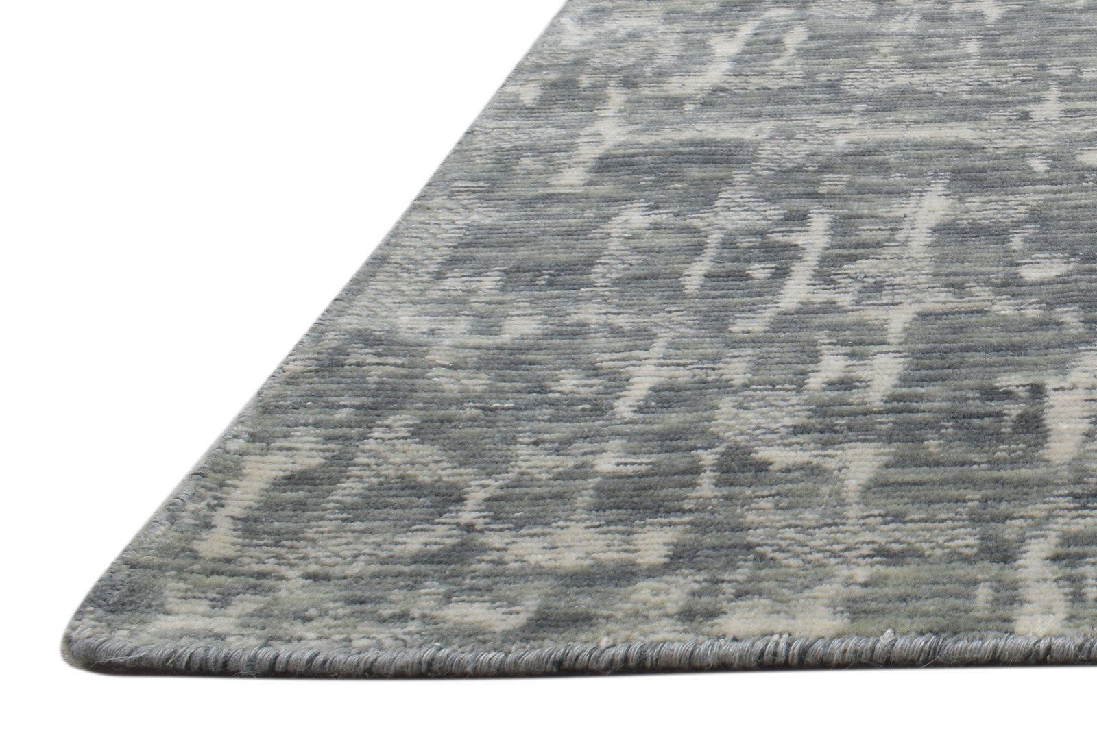 Wool Silk Charcoal Rug 2X8 Modern Jacquard Loom Scandinavian Abstract Small 