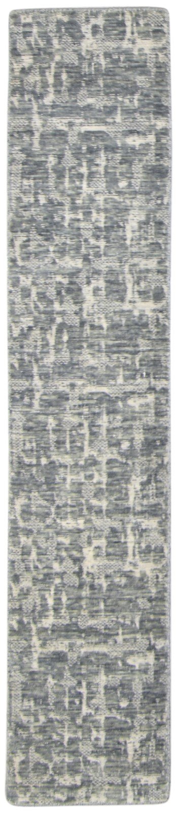 Wool Silk Charcoal Rug 2X8 Modern Jacquard Loom Scandinavian Abstract Small 