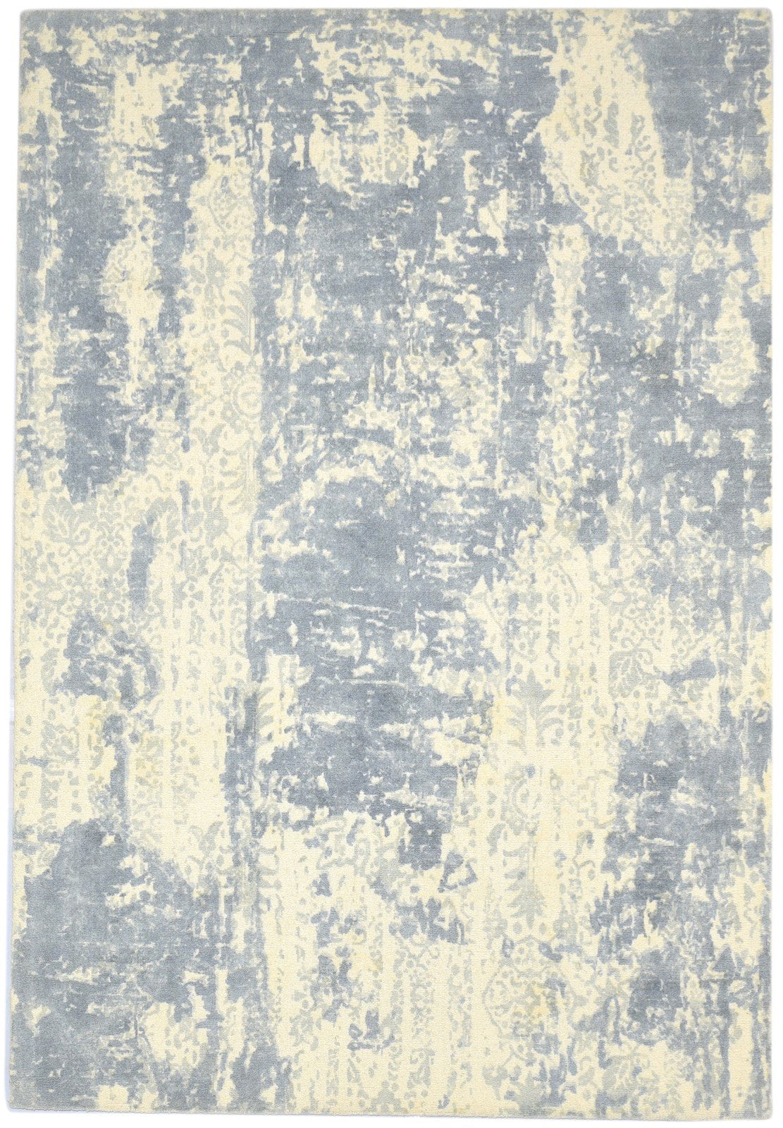 Grey Wool Rug 5' X 8' Modern Handloom Scandinavian Abstract Room Size Carpet 