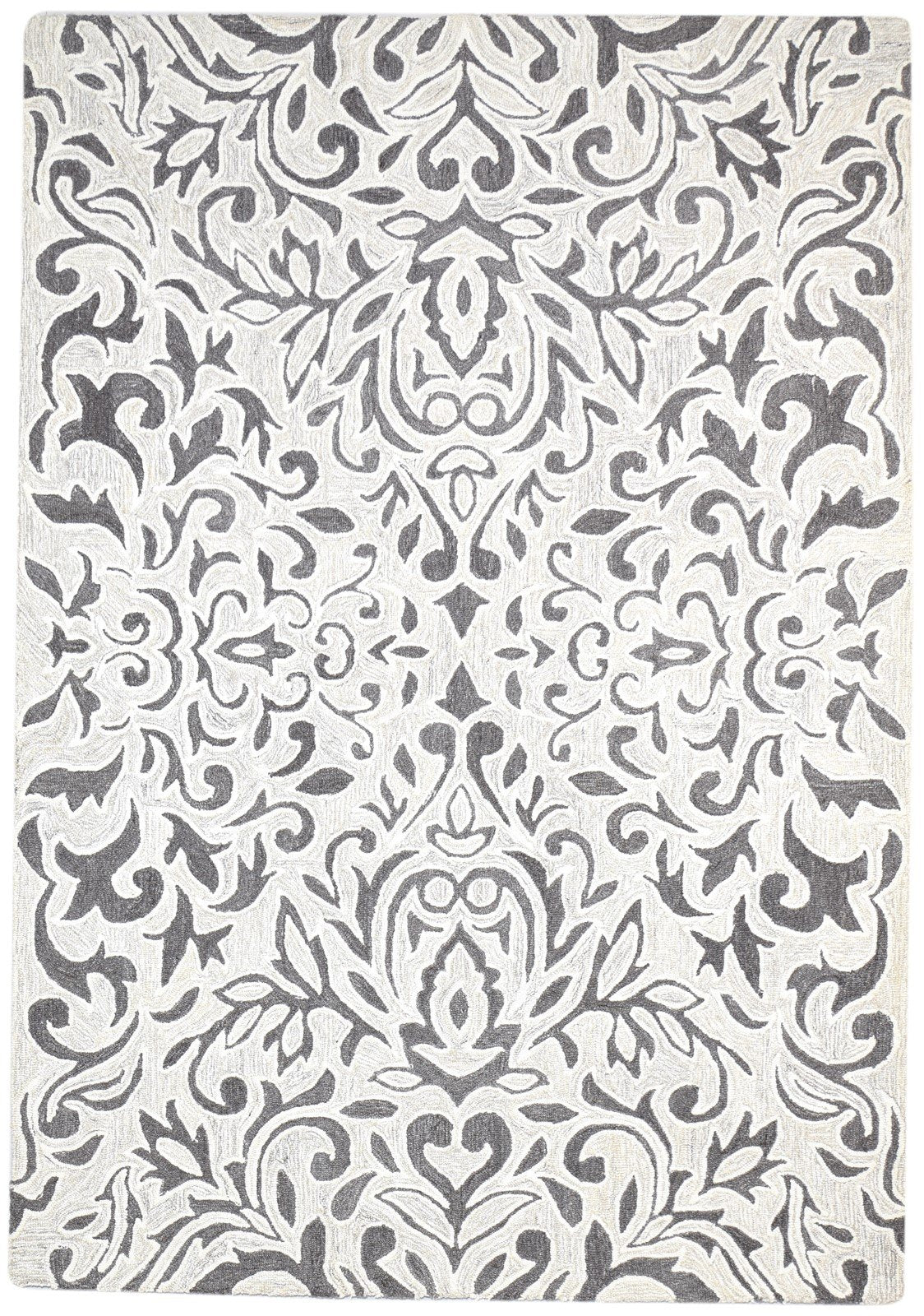 Silver Wool Rug 5' X 8' Modern Hand Tufted French Floral Room Size Carpet 