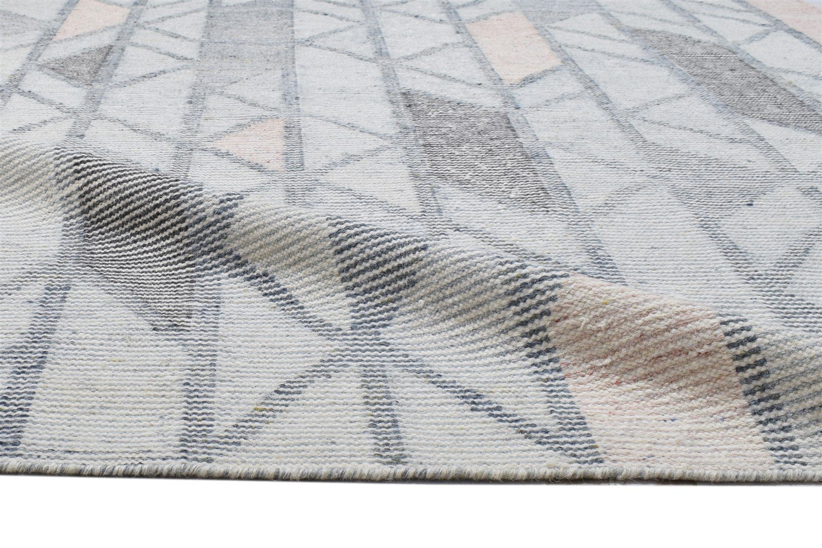 Wool Grey Rug 5' X 8' Modern Dhurrie Moroccan Geometric Room Size Carpet 