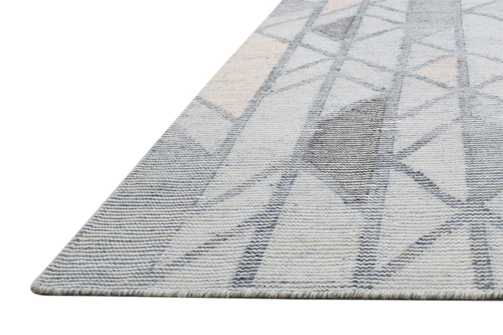 Wool Grey Rug 5' X 8' Modern Dhurrie Moroccan Geometric Room Size Carpet 