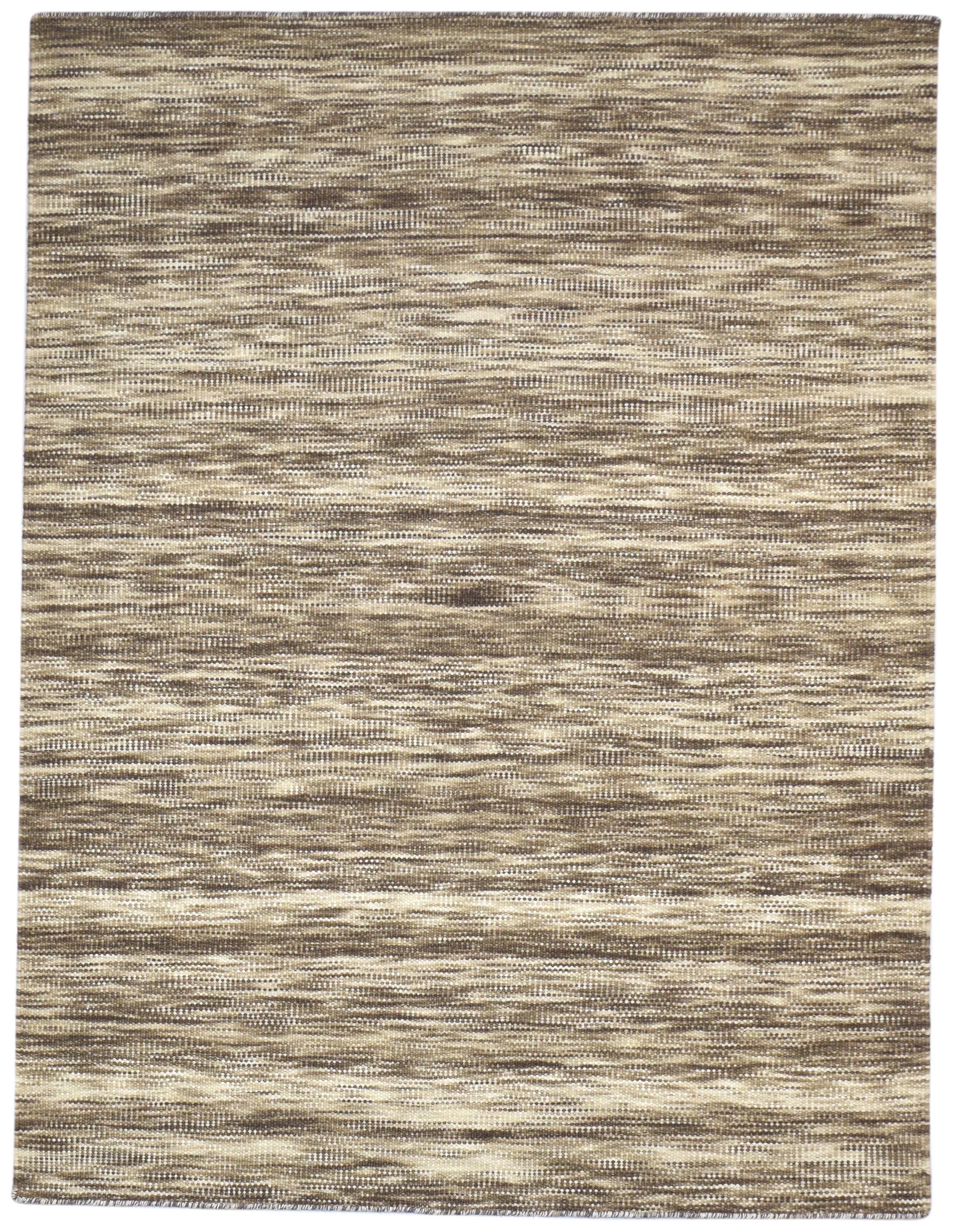 Brown Wool Rug 5' X 7' Modern Dhurrie Scandinavian Stars Room Size Carpet 