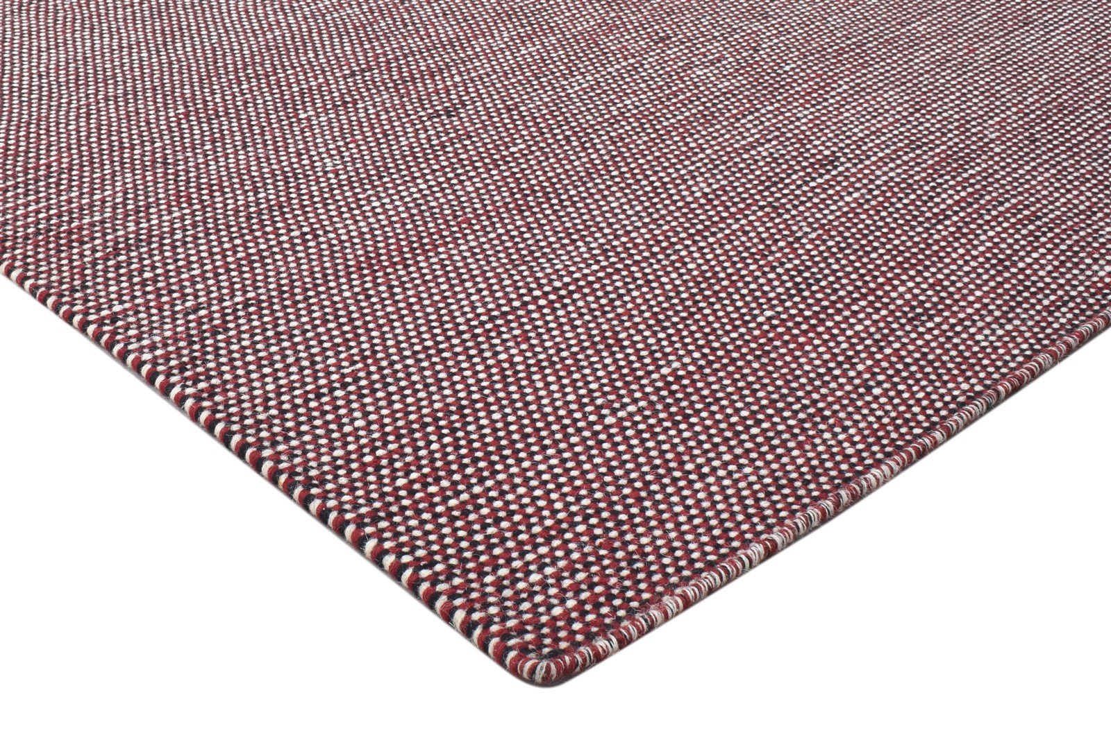 Dhurrie Red Wool Rug 5' X 6' Modern Scandinavian Solid Room Size Carpet 