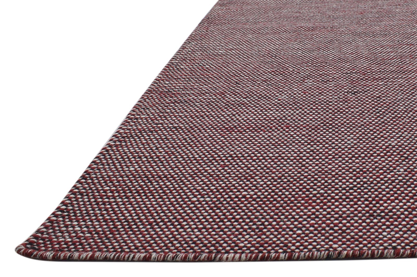 Dhurrie Red Wool Rug 5' X 6' Modern Scandinavian Solid Room Size Carpet 