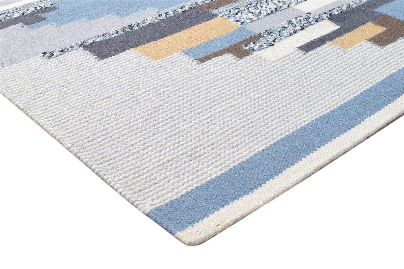 4' X 6' Rug Wool Blue Modern Dhurrie Moroccan Geometric Room Size Carpet  Area Rug 