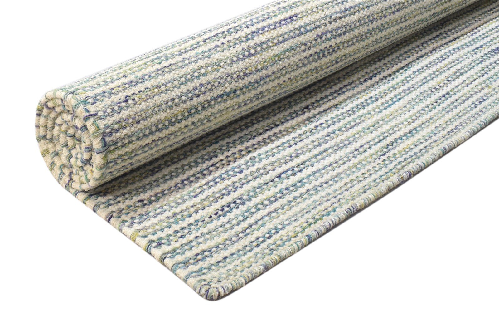 Dhurrie Silver Wool Rug 5' X 8' Modern Scandinavian Striped Room Size Carpet 