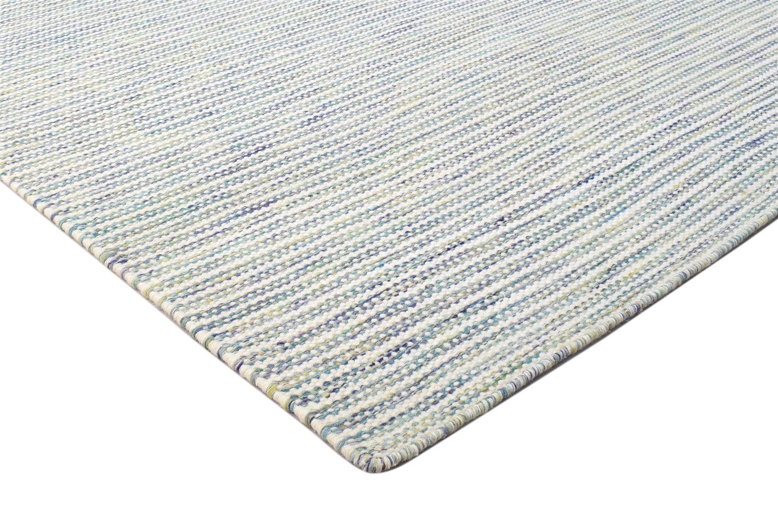 Dhurrie Silver Wool Rug 5' X 8' Modern Scandinavian Striped Room Size Carpet 