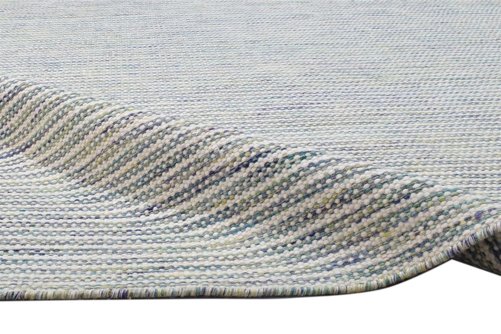 Dhurrie Silver Wool Rug 5' X 8' Modern Scandinavian Striped Room Size Carpet 