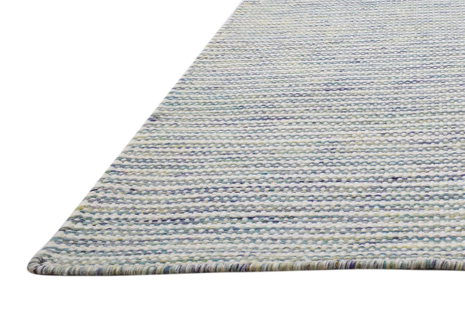 Dhurrie Silver Wool Rug 5' X 8' Modern Scandinavian Striped Room Size Carpet 