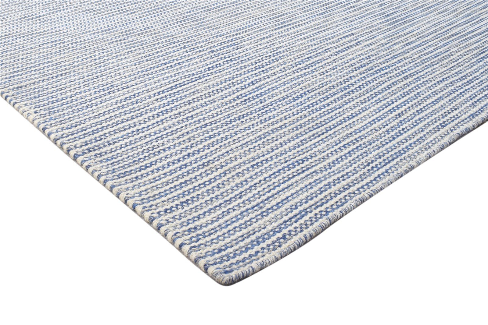 Dhurrie Blue Wool Rug 5' X 8' Modern Scandinavian Stars Room Size Carpet 