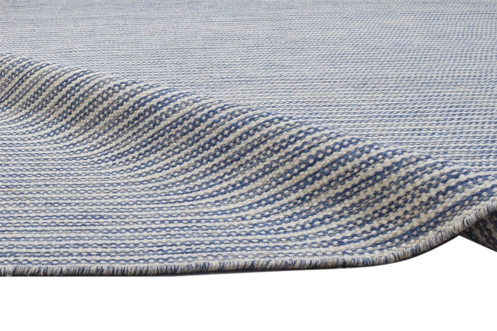 Dhurrie Blue Wool Rug 5' X 8' Modern Scandinavian Stars Room Size Carpet 