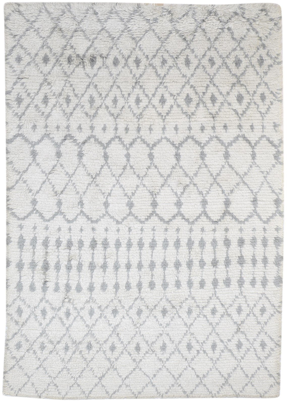 Wool Grey Rug 5' X 7' Modern Hand Knotted Moroccan Trellis Room Size Carpet 