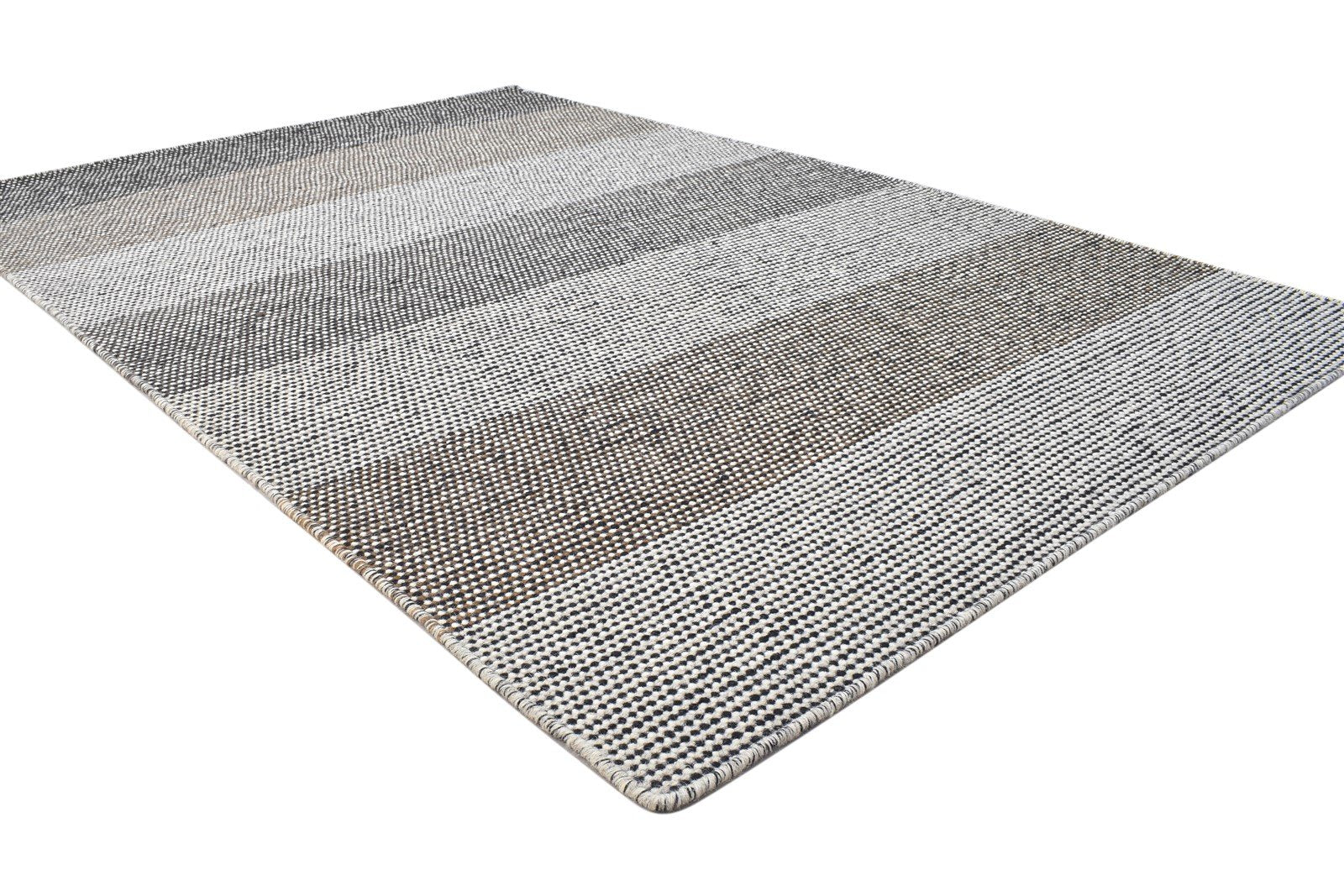 5' X 7' Rug Wool Grey Modern Dhurrie Scandinavian Striped Room Size Carpet 