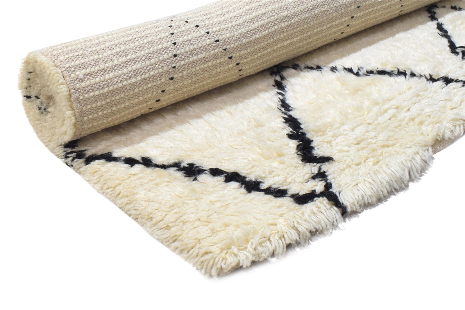 Ivory Wool Rug 5' X 6' Modern Hand Woven Moroccan Diamond Room Size Carpet 