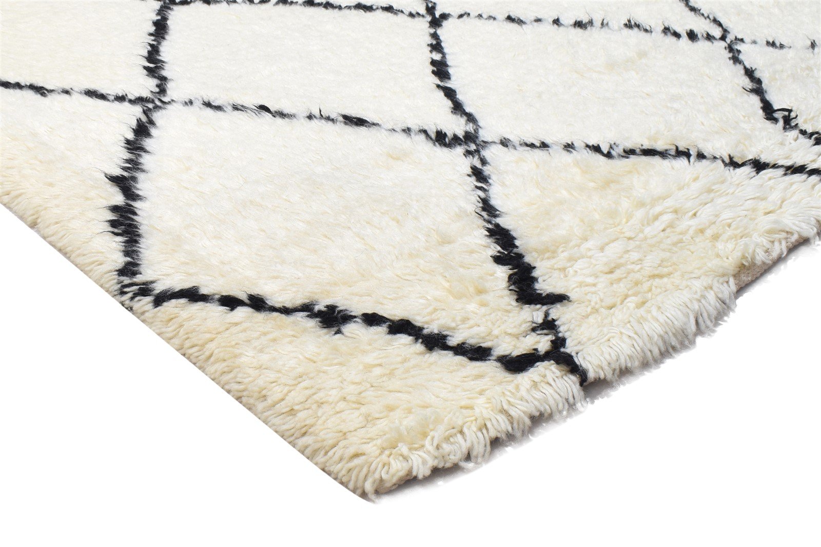 Ivory Wool Rug 5' X 6' Modern Hand Woven Moroccan Diamond Room Size Carpet 