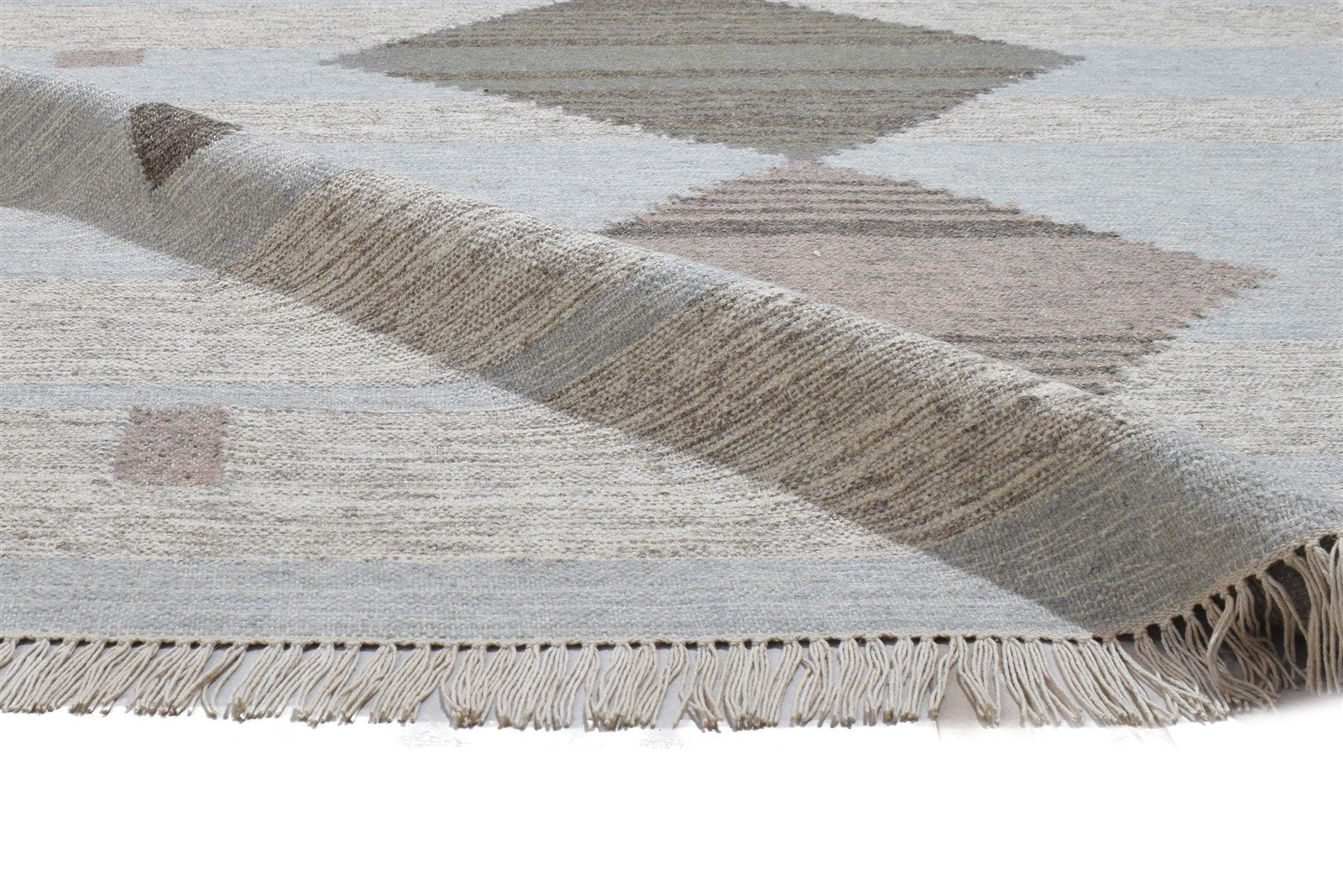 Grey Wool Rug 5' X 8' Modern Dhurrie Moroccan Diamond Room Size Carpet 