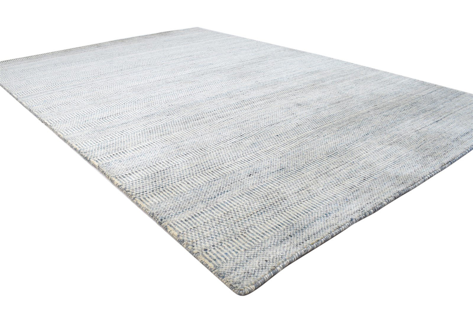 Silver Wool Rug 5' X 7' Modern Handloom Moroccan Grass Trellis Room Size Carpet 