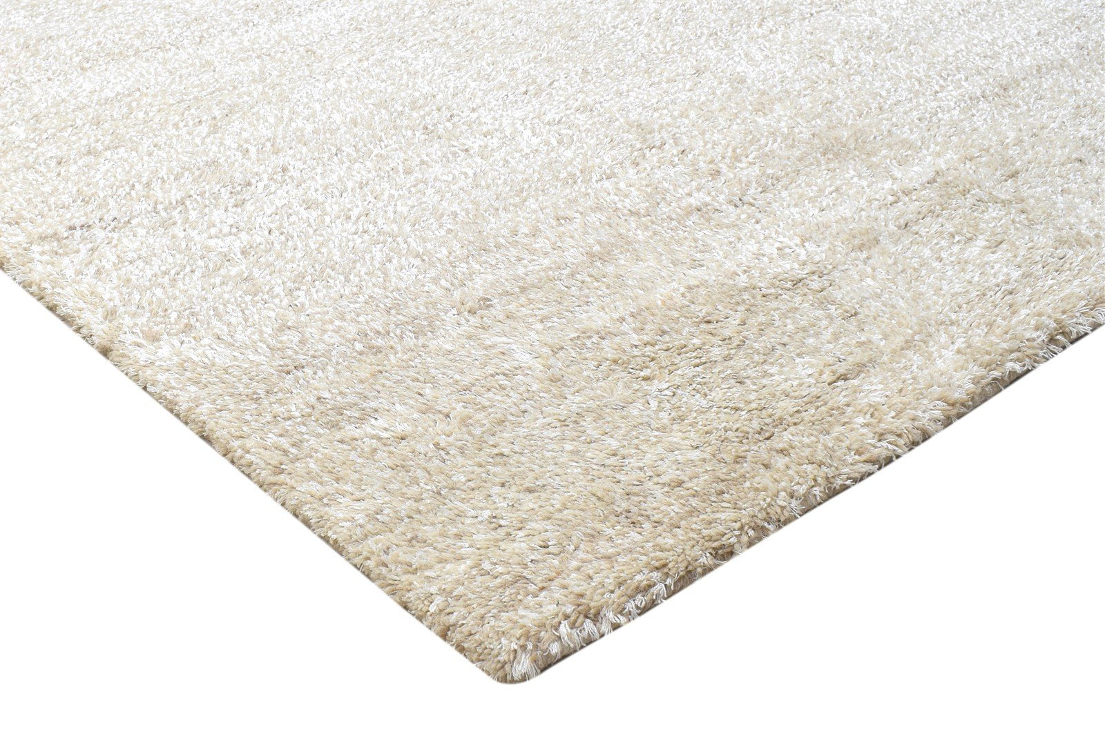 Handloom Beige Wool / Silk Rug 5X8 Modern Scandinavian Solid Room Size Carpet 