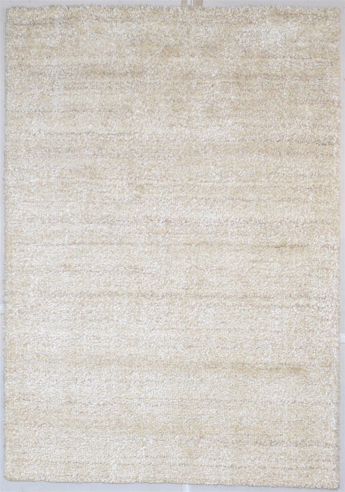 Handloom Beige Wool / Silk Rug 5X8 Modern Scandinavian Solid Room Size Carpet 