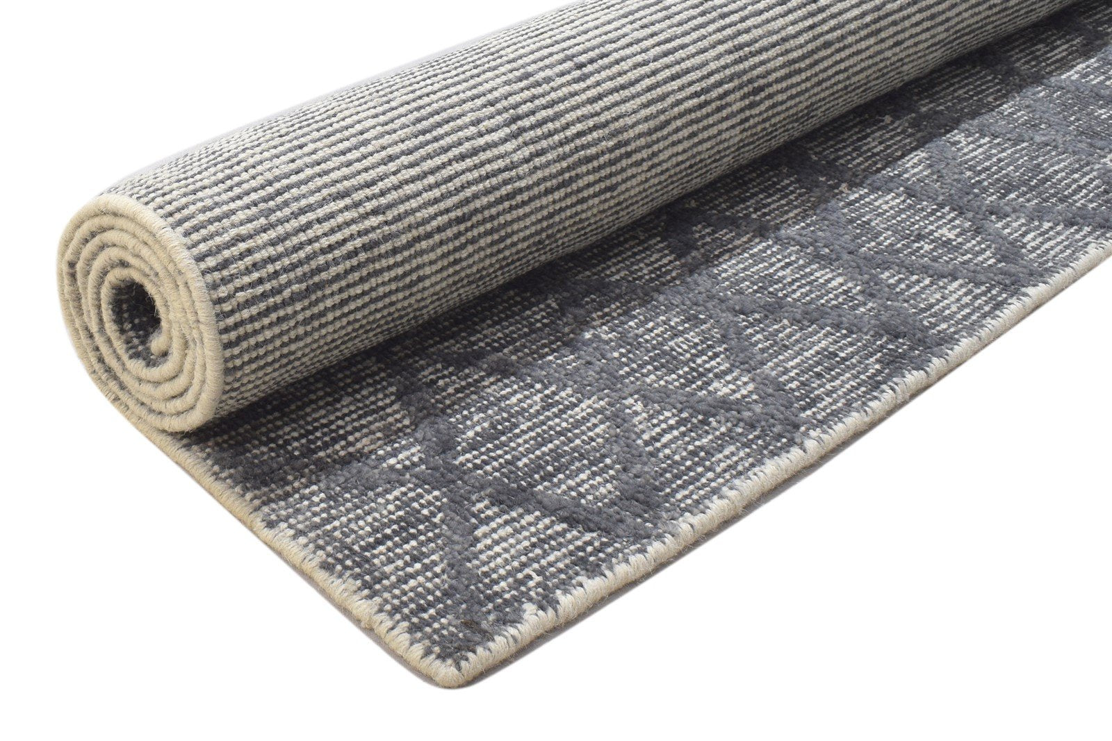 Dark Grey Wool Rug 5' X 6' Modern Handloom Moroccan Geometric Room Size Carpet 