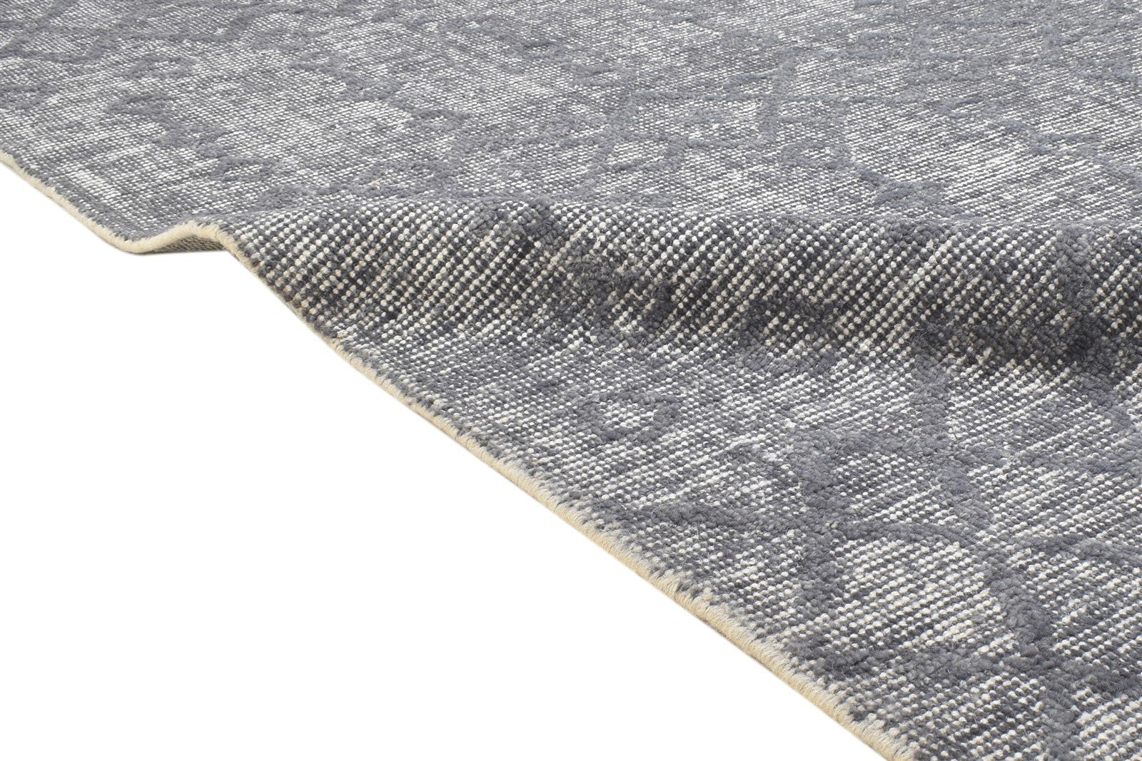 Dark Grey Wool Rug 5' X 6' Modern Handloom Moroccan Geometric Room Size Carpet 