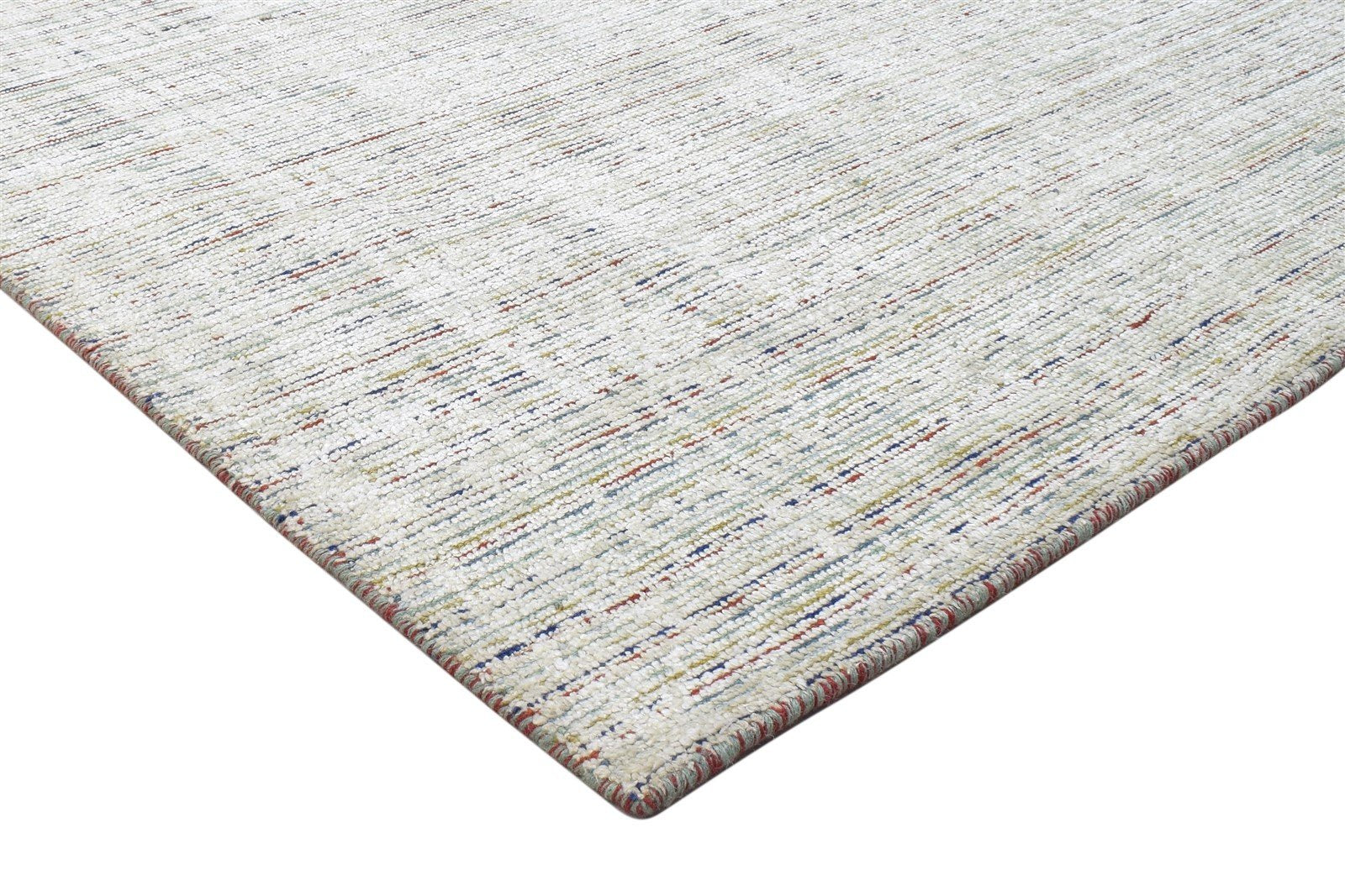 Wool / Silk Silver Rug 5X7 Modern Handloom Scandinavian Striped Room Size 