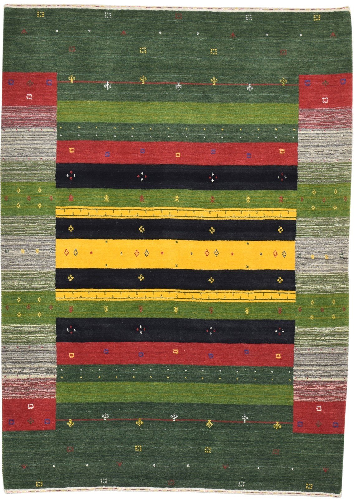 5' X 8' Rug Wool Green Modern Handloom Gabbeh Southwestern Room Size Carpet 