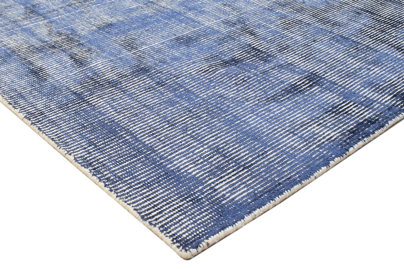 Handloom Blue Wool / Silk Rug 5X6 Modern Scandinavian Solid Room Size Carpet 