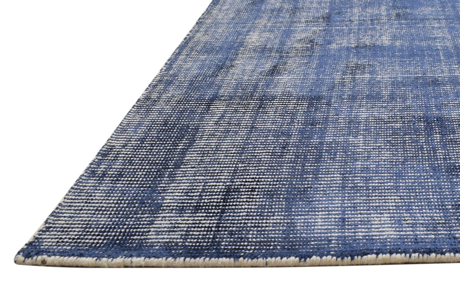 Handloom Blue Wool / Silk Rug 5X6 Modern Scandinavian Solid Room Size Carpet 