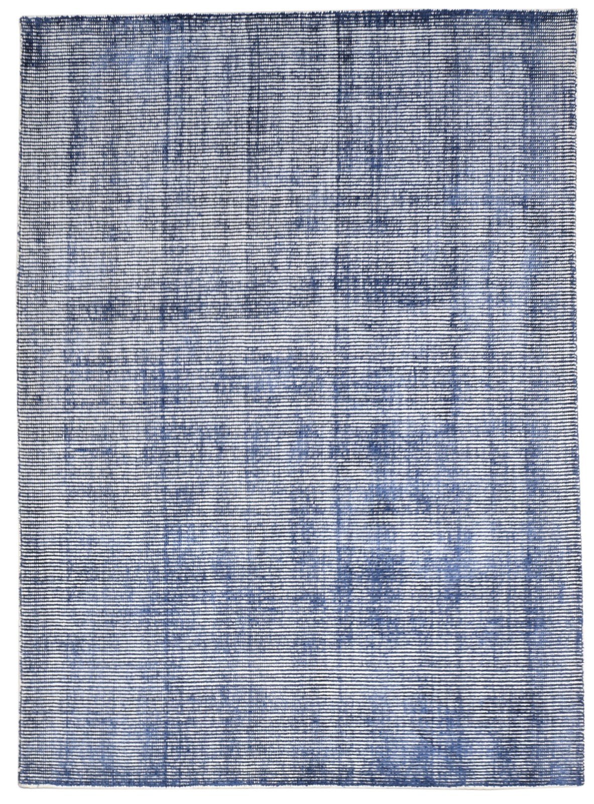 Handloom Blue Wool / Silk Rug 5X6 Modern Scandinavian Solid Room Size Carpet 