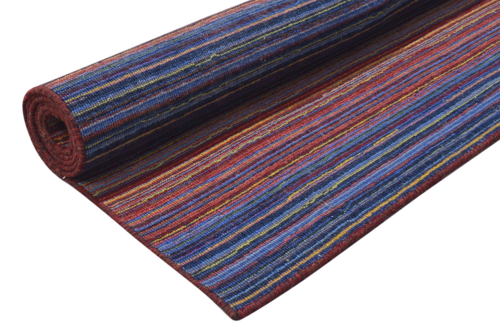 Multi Color Wool Rug 4X6 Modern Handloom Scandinavian Striped Room Size Carpet 