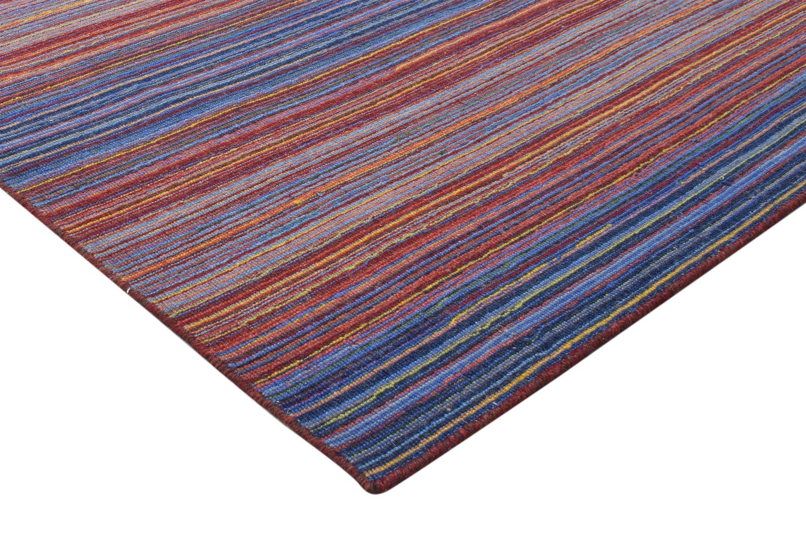 Multi Color Wool Rug 4X6 Modern Handloom Scandinavian Striped Room Size Carpet 