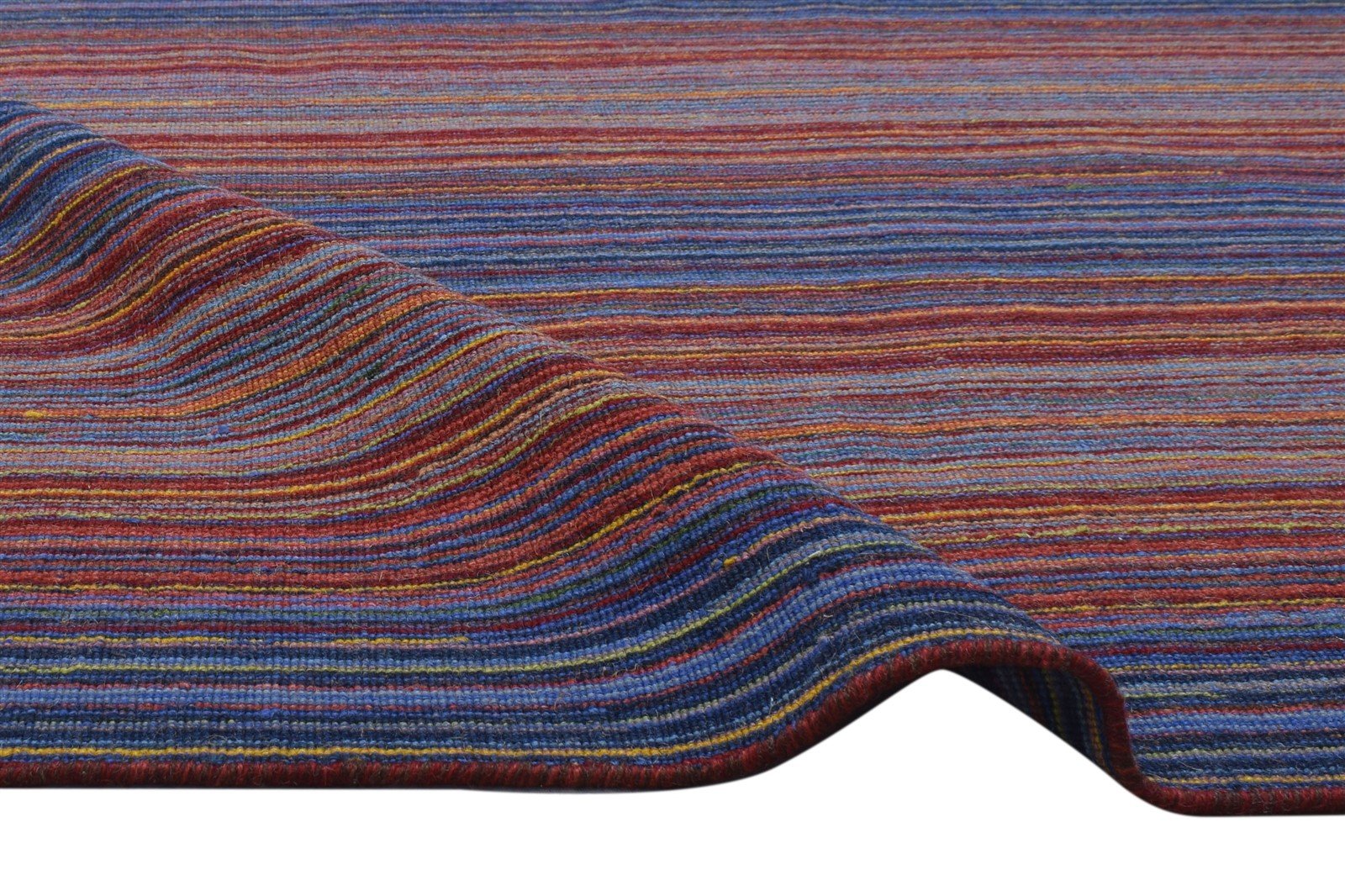 Multi Color Wool Rug 4X6 Modern Handloom Scandinavian Striped Room Size Carpet 