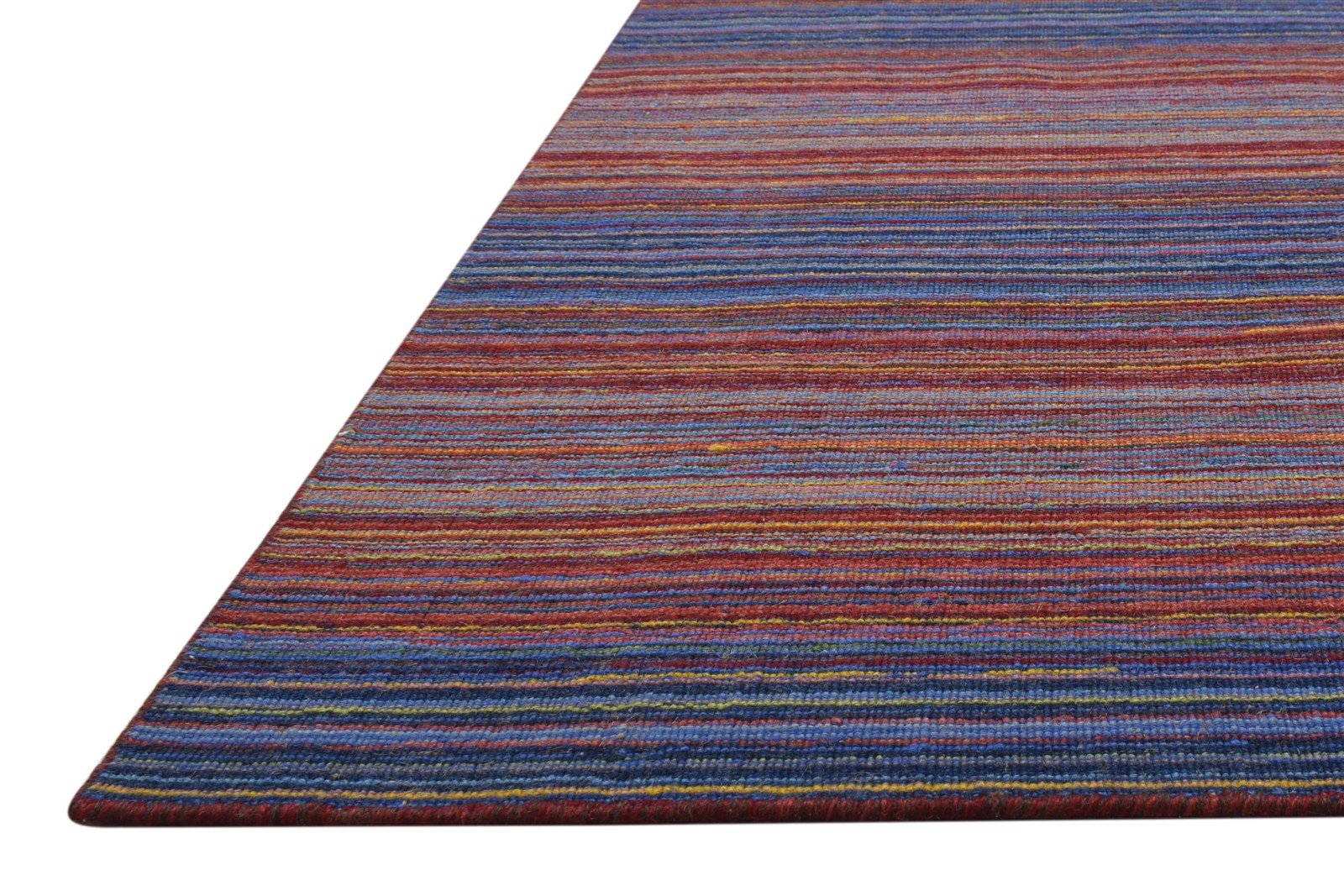 Multi Color Wool Rug 4X6 Modern Handloom Scandinavian Striped Room Size Carpet 