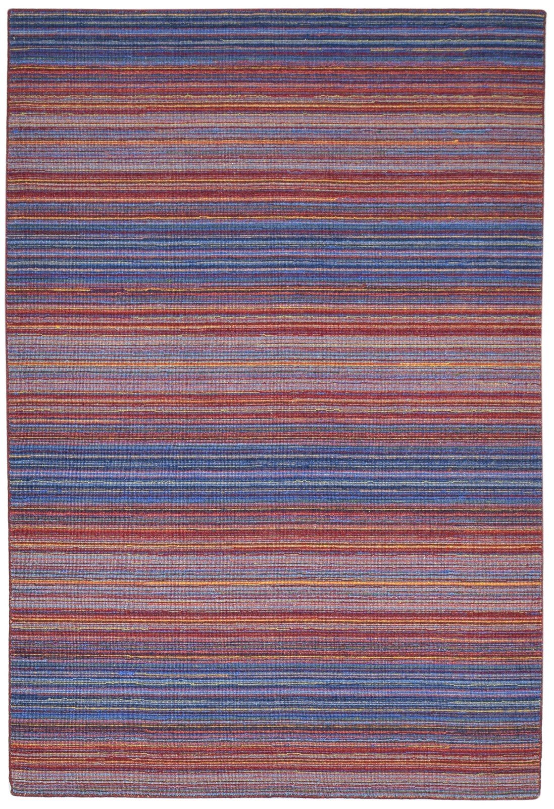 Multi Color Wool Rug 4X6 Modern Handloom Scandinavian Striped Room Size Carpet 