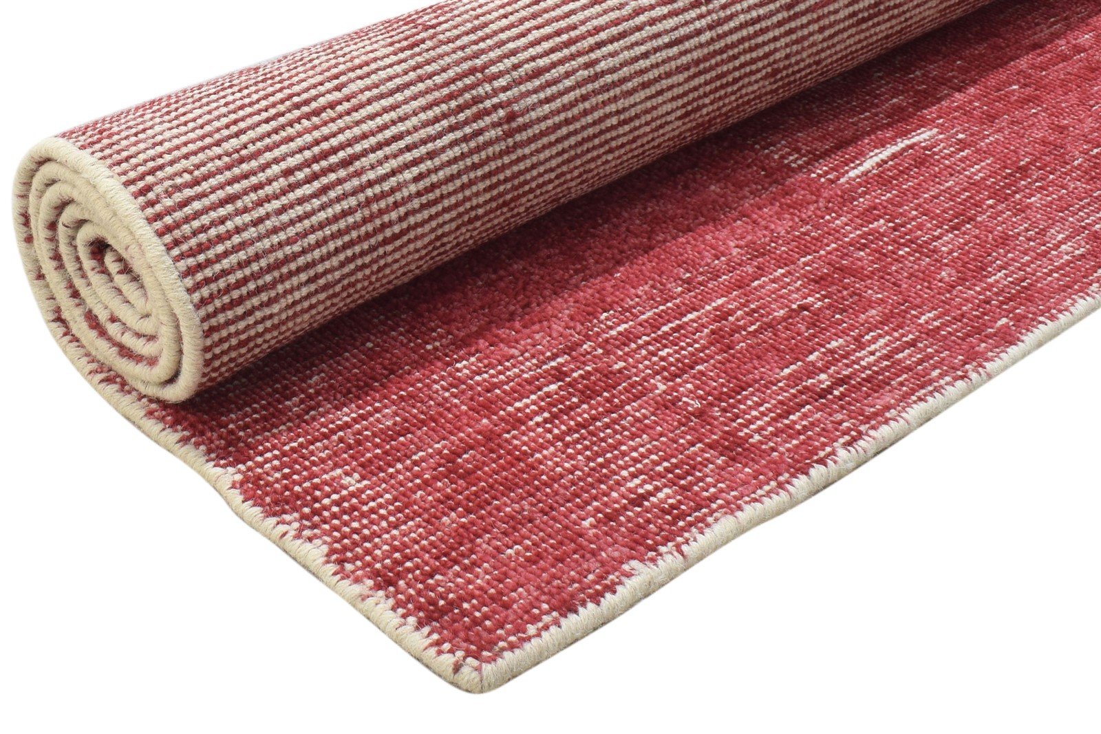 Handloom Red Wool Rug 5' X 6' Modern Scandinavian Geometric Room Size Carpet 