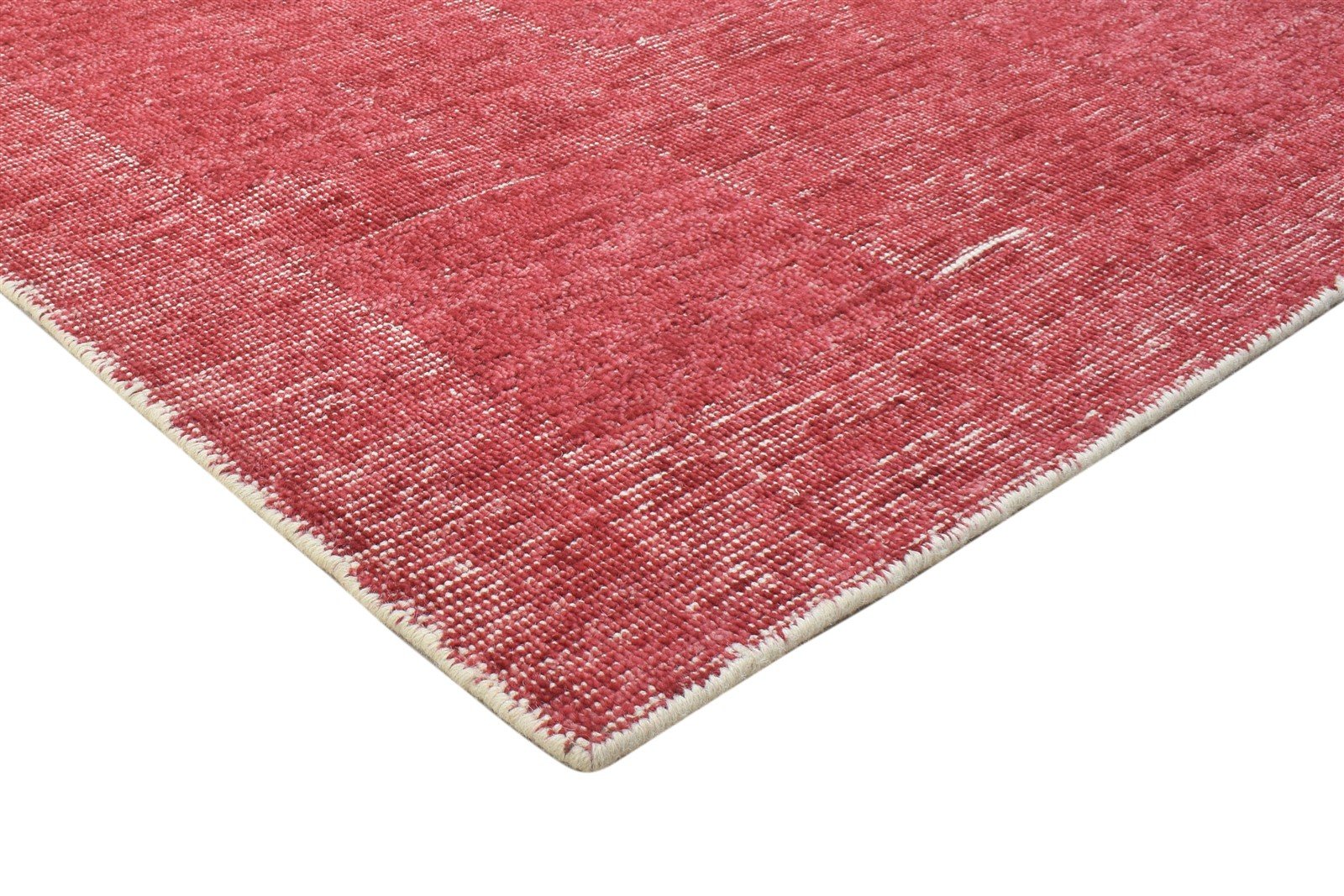 Handloom Red Wool Rug 5' X 6' Modern Scandinavian Geometric Room Size Carpet 