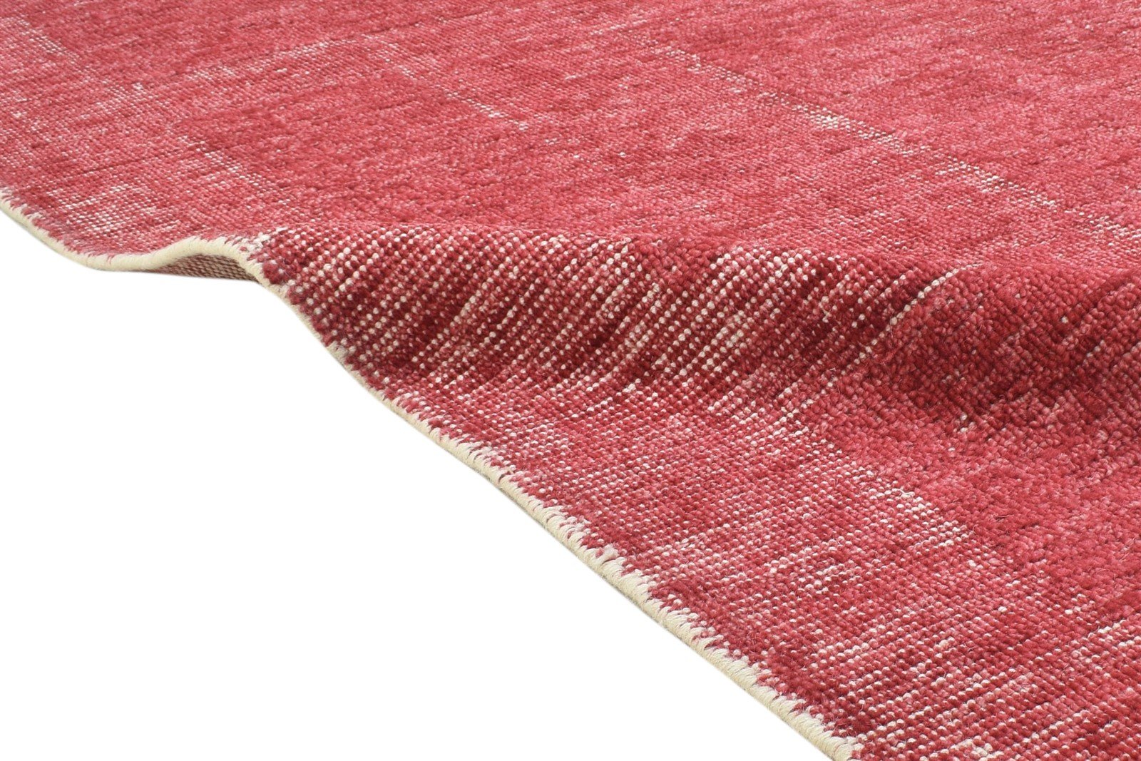 Handloom Red Wool Rug 5' X 6' Modern Scandinavian Geometric Room Size Carpet 