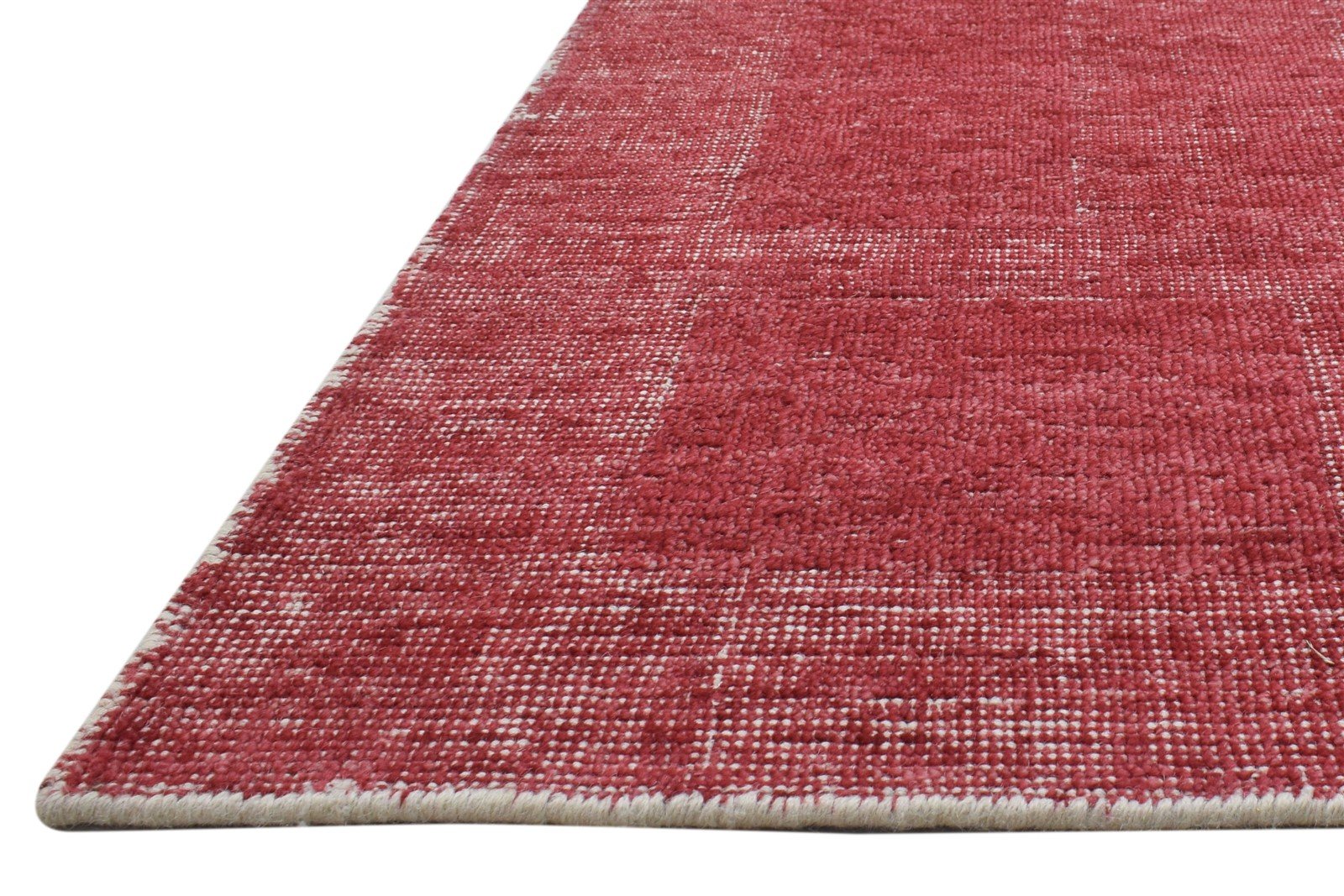 Handloom Red Wool Rug 5' X 6' Modern Scandinavian Geometric Room Size Carpet 