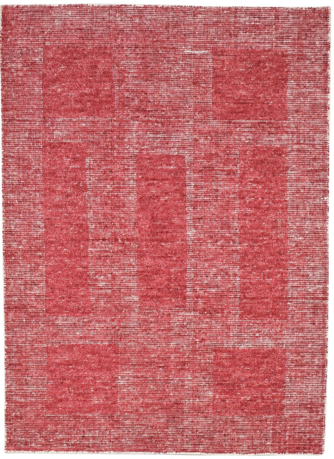 Handloom Red Wool Rug 5' X 6' Modern Scandinavian Geometric Room Size Carpet 