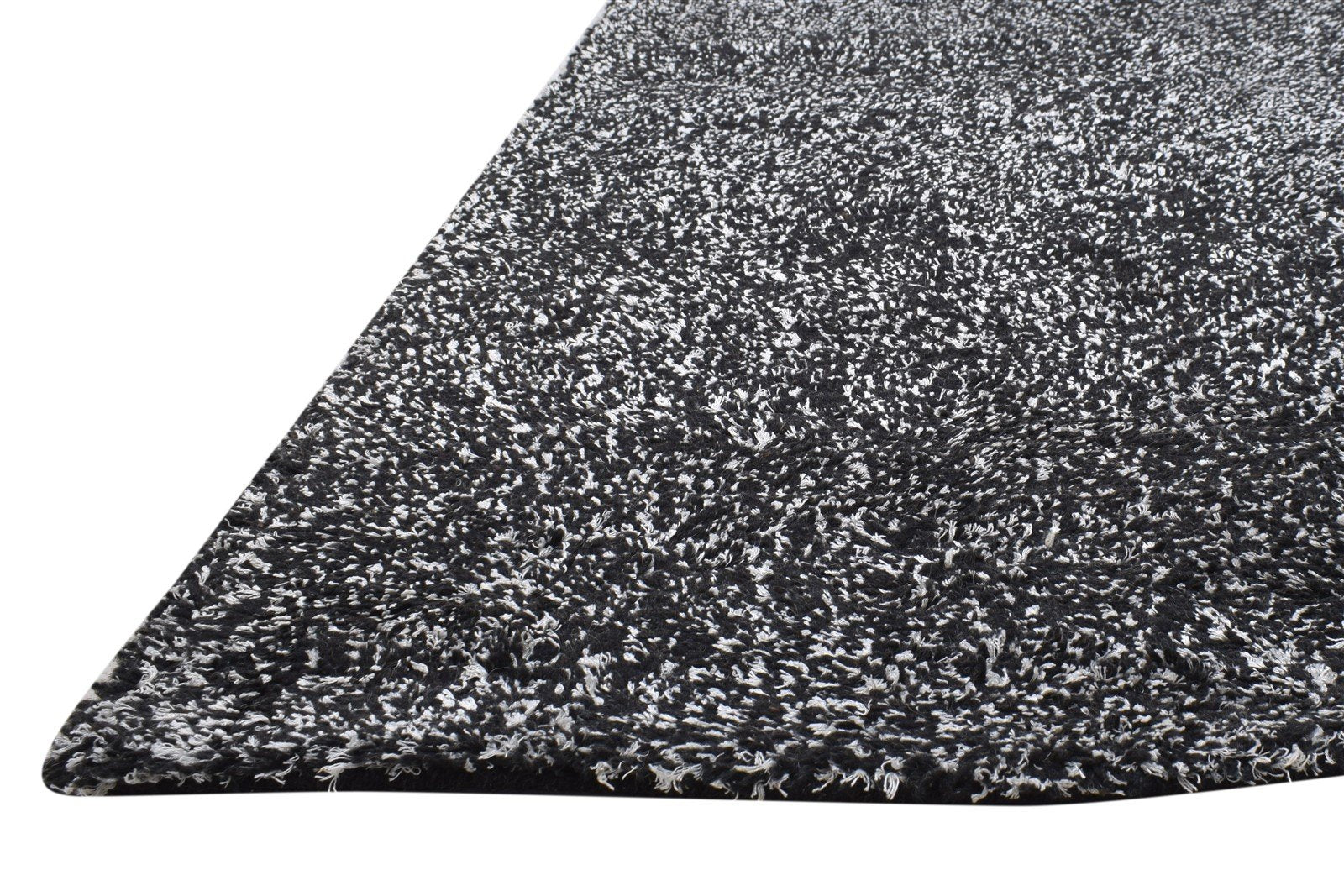 5X7 Rug Wool / Silk Black Modern Handloom Scandinavian Solid Room Size Carpet 