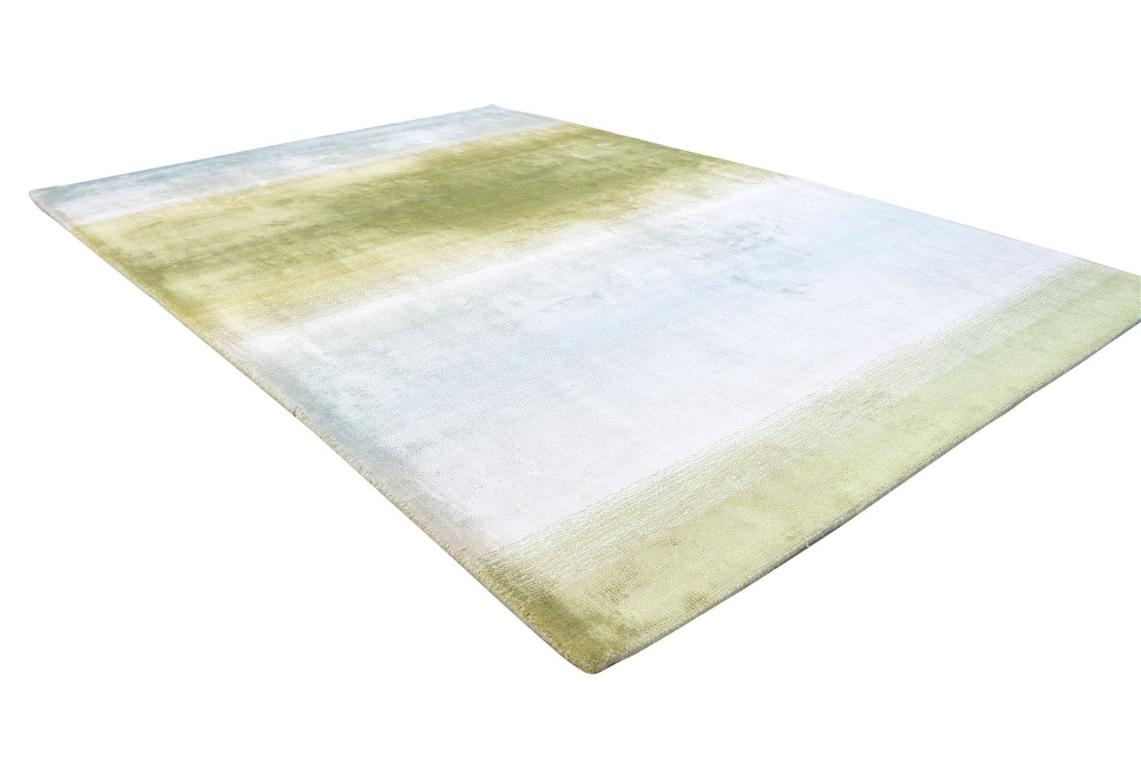 Handloom Green Silk Rug 5' X 7' Modern Scandinavian Ombre Room Size Carpet 