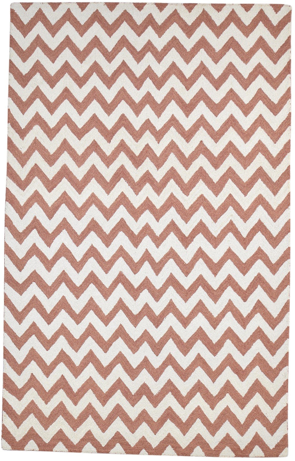 5' X 8' Rug Wool Rust Modern Hand Tufted Scandinavian Chevron Room Size Carpet 